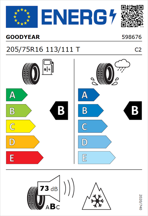 Tyre Label for Goodyear Vector 4Seasons Cargo 205/75R16 113/111T