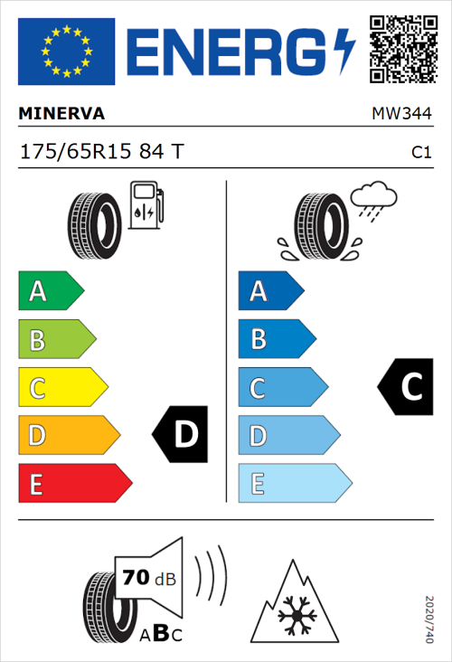 Tyre Label for Minerva Frostrack HP 175/65R15 84T